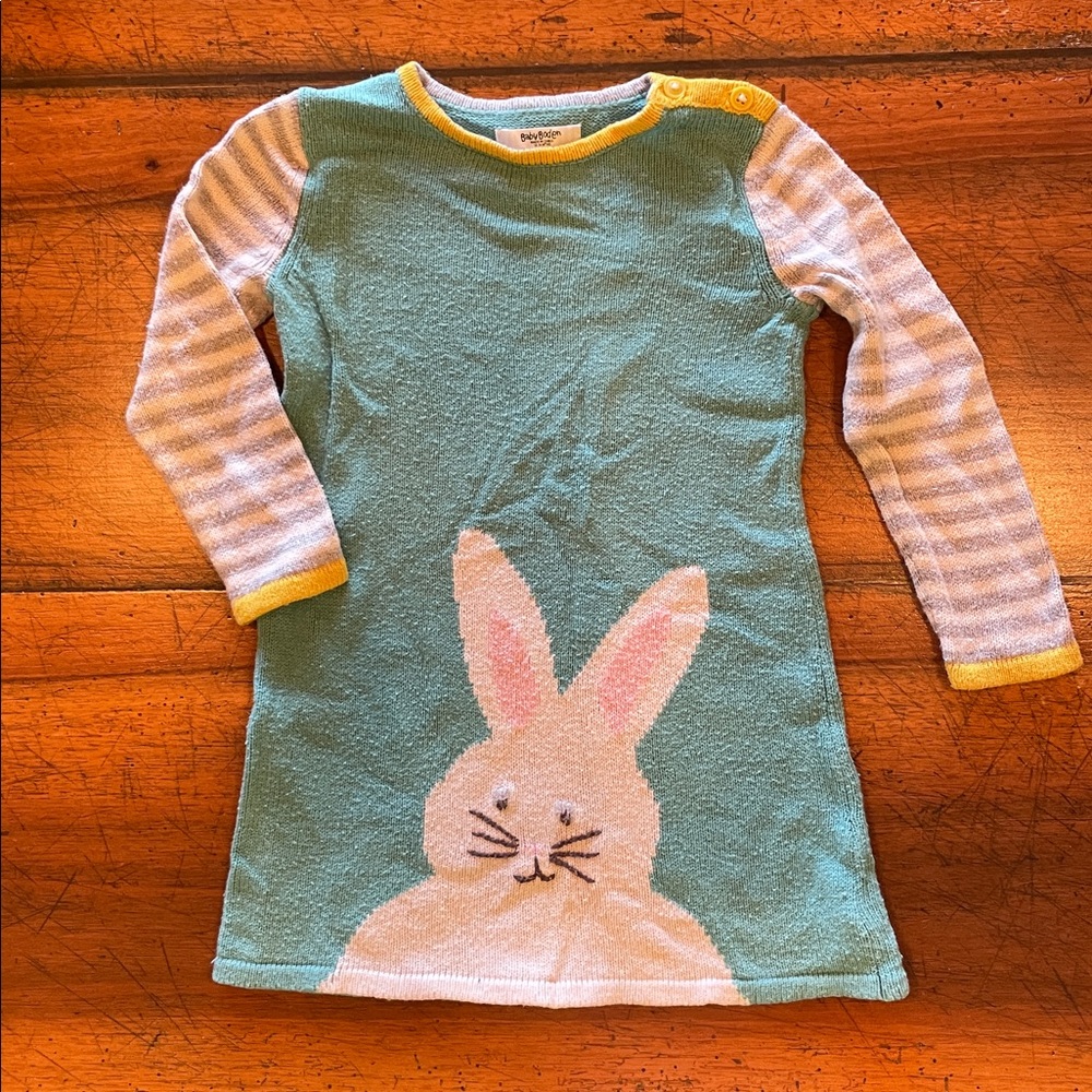 Baby Boden | cashmere blend bunny Sweater Dress | 18 to 24 months